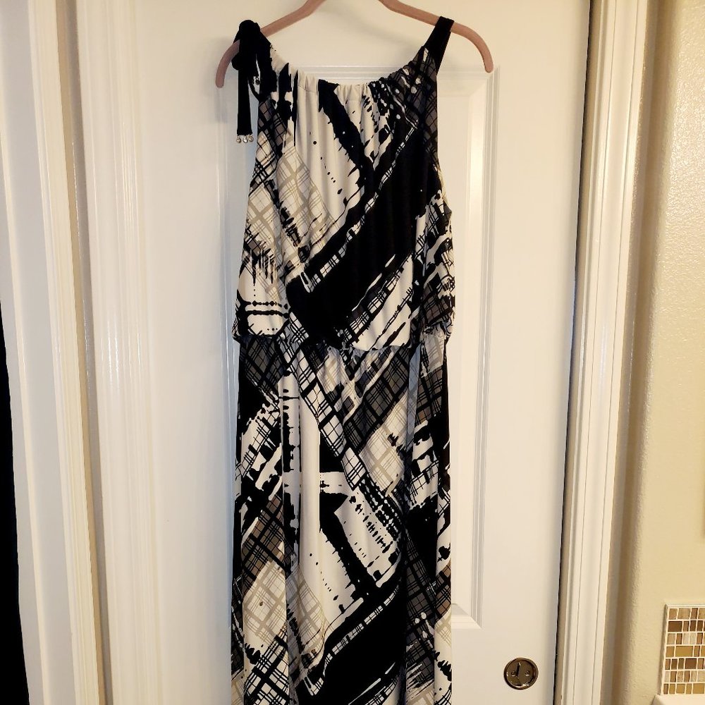 Maxi Dress, Black/White/Grey, 1X